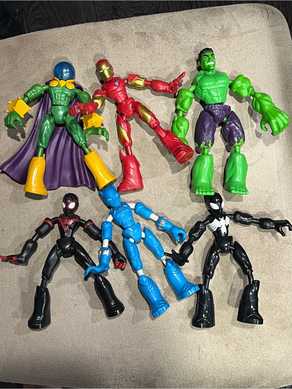 Marvel bend & flex Figures Lot - Spider-Man, Hulk, Iron Man, Venom, Mystero